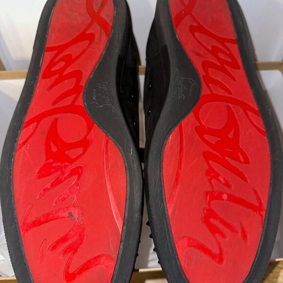Christian Louboutin - Louis Junior Spikes Flat Veau Velours BLACK/BLACK - Picture 8 of 10